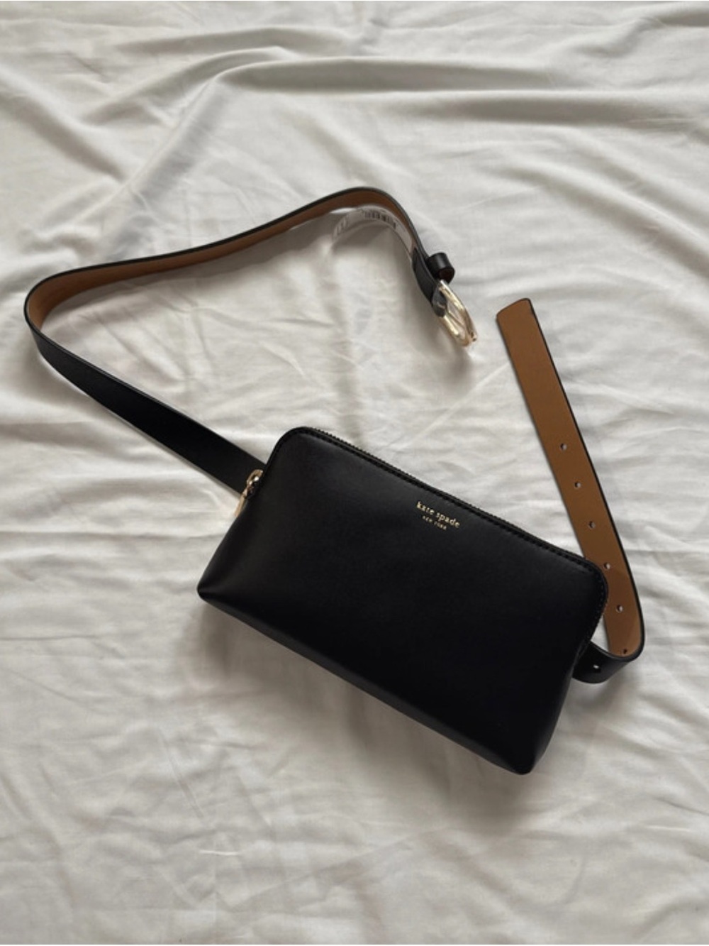 NWT Kate Spade New York Zip Logo Small Belt Bag, Black Leather - Picture 7 of 10